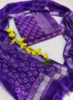 Linen Cotton Purple Casual Wear Bagru Print Dress Material